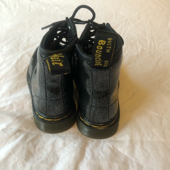 Black Glitter Doc Dr Martens Air Wair Boots 1460 - Picture 5 of 9